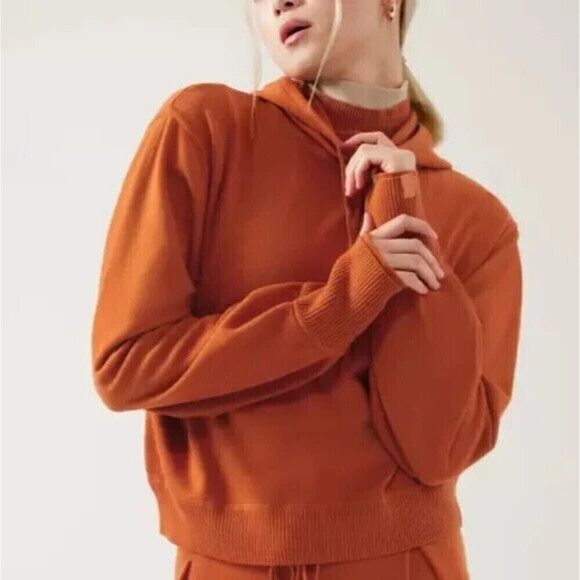 Athleta x Alicia Keys Sweater Size Small FoliageI Orange Hooded Intention $169 - Picture 1 of 12